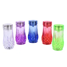 Smoking Colorful Acrylic Bottle Style Pipes Kit LED Lamp Lighting Dry Herb Tobacco Waterpipe Filter Removable Hand Car Hookah Shisha Cigarette Holder DHL