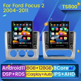 Android 11 CarPlay Car DVD Radio Player GPS 2 DIN Autoradio för Ford Focus 2 3 MK2 MK3 2004 2005-2011 Tesla Style Multimedia