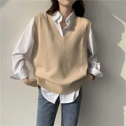 Camisolas femininas JMPRS Sweater Sweater Sweter Autumn Vneck Solid Solid Simple Slim Allmatch Casual Korean sem mangas vintage colete novo J220915