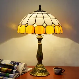 Lámpara de luz de mesa de Tiffany lámpara de mesa de libélulas manchadas mediterráneas para sala de estar dormitorio de escritorio decorativo lámpara243a