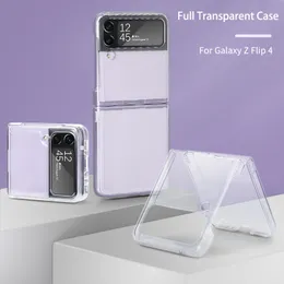 하드 아크릴 투명 투명 케이스 전화 케이스 Samsung Galaxy Z Flip 4 3 2 Flip4 Flip3 Flip1 방지 낙하산 핸드폰 케이스