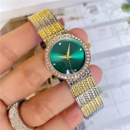 Relógios de pulso de marca de moda, mulheres, meninas, cristal, luxo, metal, aço, quartzo, relógio Di 44