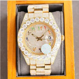 Reloj para hombre con diamantes completos 42 mm Diamantes mecánicos automáticos Relojes con bisel Zafiro Reloj de pulsera resistente al agua Relojes de pulsera Montre De