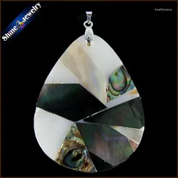 펜던트 목걸이 칼라 자연 Paua Abalone 쉘 목걸이 펜던트 보석 패션 Bijoux 여성 가죽 체인 S072