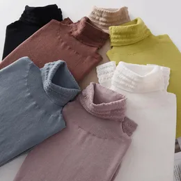 Women's Sweaters Autumn Women Turtleneck Pullover Merino Wool Knit Female Soft Thin Skin Friendly Comfort Warm Girl Top 7Colors