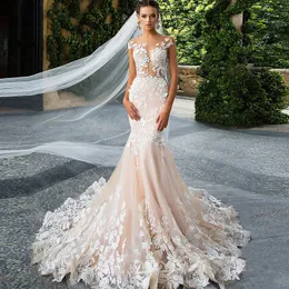 2023 luksusowe arabskie suknie ślubne syrenka plus rozmiar dubaj świecące kryształy długie koronkowe suknie ślubne sąd pociąg spódnica z tiulu szaty de mariee