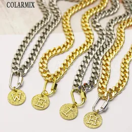 Choker 6Strand Punk Hip Wide Design Necklace Coin Letter Charms Neckalce Gift Thick Chunky Jewelry Chocker