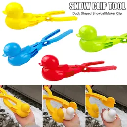 Julleksaken Duckformad sn￶bollstillverkare Klipp Barn Plast Winter Snow Sand Mold Tool For Snowball Fight Outdoor Fun Sports Toys D37