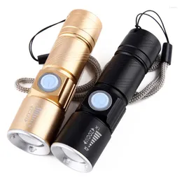 Flashlights Torches D5 Mini USB LED Torch Outdoor Camping Light Rechargeable Waterproof Zoomable Lamp Bicycle 3 Mode Handy Flash