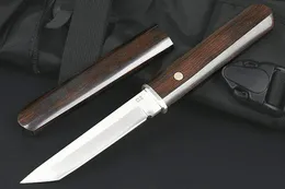 Faktyczna cena m6681 przetrwanie prosty nóż D2 Tanto Point Satin Blade Ebony ze stalowym uchwytem na głowę stałe noże taktyczne ostrza, w tym drewniana osłona