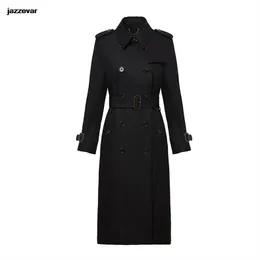 Trench da donna primaverile/autunno lungo kaki kaki bianco nero a doppio petto classico classico femmina femmina caprialo di abbigliamento