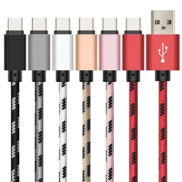 Naylon Micro USB Kablo Tipi C Şarj Cihazı Kabloları 1m 2m 3m Telefon Şarjı Veri Senkal Cord Hattı Samsung Xiaomi Android Cep Telefonu