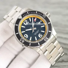 BRI0193838 Orologio da uomo quadrante nero giallo acciaio inossidabile svizzero 2824 automatico vetro zaffiro orologio da polso di lusso resistenza all'acqua 3 colori 44 mm