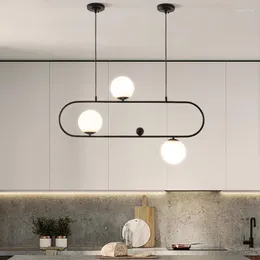 Chandeliers Industrial Style Ring Led Chandelier Art Swing Buckle Design Nordic Glass Globe Restaurant Parlor Kitchen Island Lamp