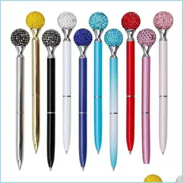 Canetas esferogr￡ficas elementos de cristal caneta de bola grande caneta diamante caneta gem wedding wheding office presente 10 cores entrega gota 2 dhinp