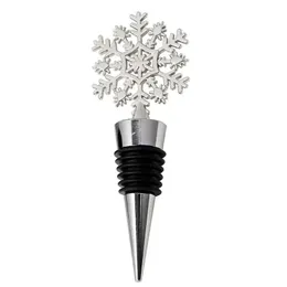 Winter Wedding Favors Silver Finished Snowflake Wine Stopper with Simple Package Christmas Party Decoratives Bar Tools RRA223