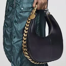 9 Tage geliefert Stella McCaryney Bag Frayme Small Reißverschlusstasche Frayme Leder Lady Handtasche Eimer Hobo Bag Designerinnen Frauen Luxus schwarz Gold Crossbody Wa