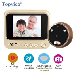 D￶rrklockor Topvico Video Peephole Door Viewer Motion Detection Electronic Ring Doorbell Camera Video-Eye Security Auto Po Li-Battery 221025