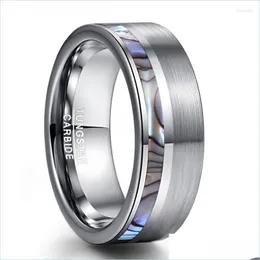 Eheringe, Eheringe, 8 mm, natürliche Abalone-Muschel, Wolframkarbid-Ring, silberne Farbe, matte Oberfläche, Versprechen, Schmuck, Verlobung, Männer, A, Dhvui