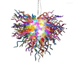 Chandeliers Design Heart Shape Multicolor 40 Inches Big Hanging Light LED Hand-Blown Glass For Living Room