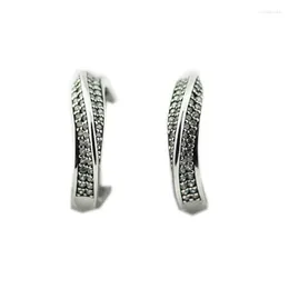 أقراط الأطواق الأنيقة واضحة CZ sterling Silver المجوهر