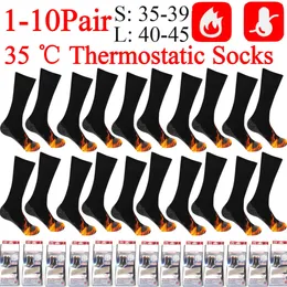 Spor çorapları 1-10 yüzlü Kış Zelfoparming Sokken Thermische Verwarmde Zachte Elastische Sıkı Slip-Slip Sok Sok Voor Voor Vrouwen Mannen Açık Mekan Kayak L221026
