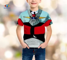 Herr t-skjortor sonspee 3d tryck anime mazinger z robot kid småbarn casual tshirt sommar t-shirt o-hals pojke tjej tee topp kortärmad kläder