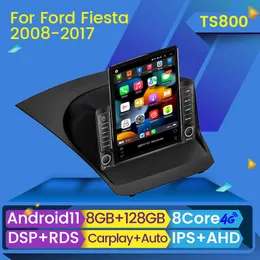 Ford Fiesta 2009-2017 용 Android 11 Car DVD 라디오 플레이어 Tesla Style 2 DIN 멀티미디어 스테레오 Carplay Navigation GPS Autoradio BT