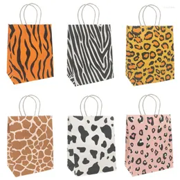 Wrap Prezent 5PCS Animal Tiger Zebra Lion Printed Candy Paper Torby Dzieci urodziny wystrój Baby Shower Jungle Safari