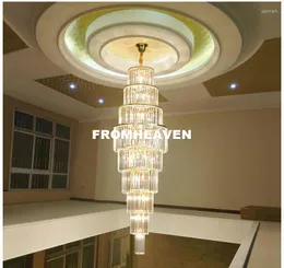 مصابيح قلادة حديثة الذهبية K9 Crystal Chandelier E14 220V-240V الفخامة لسلالم EL Lobby LOPY LIGHERS