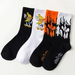 Herrensocken 1 Paar Herrenmode Hip Hop Hit Color On Fire Crew Red Flame Blaze Power Torch Wärme Street Skateboard Baumwolle