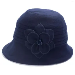 BERETS LAWLIET WINTER HAT FOR WOMEN 1920S GATSBYスタイルフラワーウォームウールベレーベレーキャップビーニー