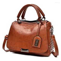 Evening Bags Amberler Fashion Women PU Leather Handbags High Quality Female Pillow Shoulder Bag Luxury Designer Casual Rivet Crossbody