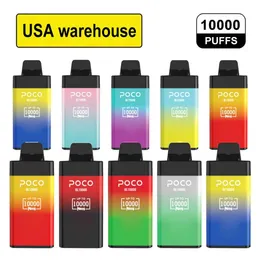 USA lager Original 10000 puffar Disponibel Vape Poco BL10000 elektronisk cigarett Vape Pen Uppladdningsbar luftflöde Justerbar 20ML 10 färgenhet