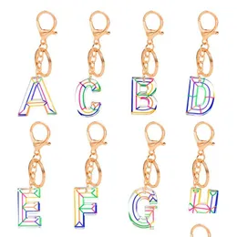 Keychains Belanyards Women Keychains 26 Acrílico Rainbow Words Handbag Letra Inglês Charms Keyring Drop Deliver