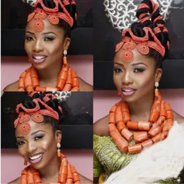 Naszyjniki Zestaw Dudo Afrykańska biżuteria ślubna Prawdziwa luksusowa koraliki koralowe kobiety duża bransoletka i