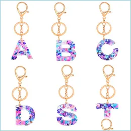 Nyckelringar Lanyards Letter Nyckelring trendig Creative Colorf 26 Engelska Inledande hartväska Keyring Tillbehör för kvinnor Gift Drop Dhns0