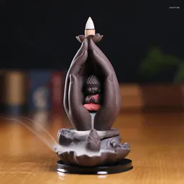 Fragrance Lamps Backflow Incense Burner Holder Lotus Bergamot Zen Little Monk Pedestal Fountain Creative Home Decoration Ornament