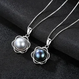 Svart grå sötvatten pärla blomma s925 silverhänge halsband koreansk modetrend krage kedja temperament halsband tillbehör gåva