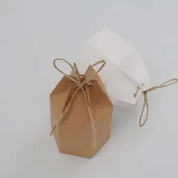 Gift Wrap 10pcs Kraft Paper Package Cardboard Box Lantern Hexagon Candy Favor And Wedding Christmas Valentine's Party Supplies