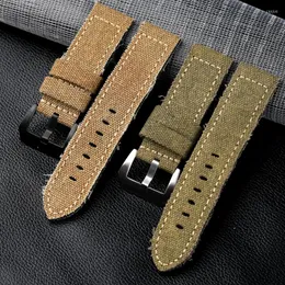 Cinturini per orologi Tela ruvida per cinturino in pelle 20 22 24MM Bracciale militare adatto per uomo stile retrò spesso