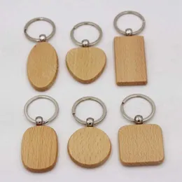 Beech Keychain Party Supplies Spot Blank Solid Wood Keychains 목재 커스텀 크리에이티브 홀리데이 선물 700pcs DAS505