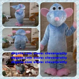 Blue Ratatouille Remy Mascot Costume Mascotte Rat Mice Mouse Mouselet Adult Cartoon Character Outfit Suit Student Activity Club Activities No.2856