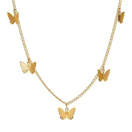 Catene simpatiche collana girocollo a farfalla per donne a catena dorata Dichiarazione di donna Chocker Female Shinding Jewelry