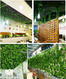 Dekorativa blommor 2,1 m lång trådbundna murgröna lämnar Garland Silk Artificial Vine Greenery For Wedding Home Office Decoratiove Wreaths 2022 Style