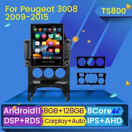 128g Autoradio Araba DVD Peugeot 3008 2009-2015 2din multimedya video gezinme GPS Android 11 Carplay dokunmatik ekran