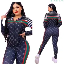 2022G Moda Feminina Agasalhos Casuais Manga Comprida com Zíper Gola Jaquetas Calças Agasalhos Esportivos Slim Fit Jogging Ternos