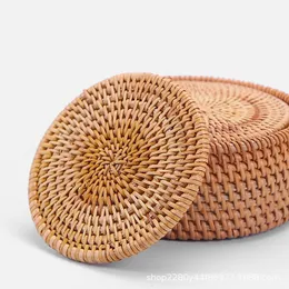 Handmade Natural Rattan Coasters Mats for Drinks Heat Resistant Reusable Wicker Boho Coaster for Teacup
