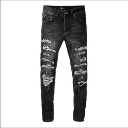 2023 Designer Mens Dżinsy Masowe Marka Zapip Hole Wash Jean Pants Retro Torn Fold Switsing Men Motorcycle Riding Cool Slim Pant Dżinsy