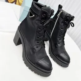 Designer Women High Top Boots SOLE SOLE STICHE CHEEL CHEEL STINE SEXY NERO PIELLA NERA 100% LECOLO DI LUSSO TRIANGLE SCARPE DEGNI DEGNI SCARPE HIGHT 35-41
